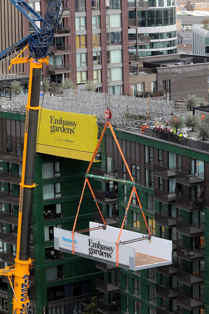 Sky Pool structure raised into place at Embassy Gardens