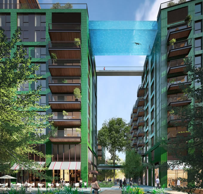 Ballymore reveals designs for a 35m high suspended swimming pool at Embassy Gardens