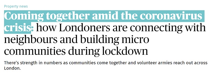 Evening Standard: Coming together amid the coronavirus crisis