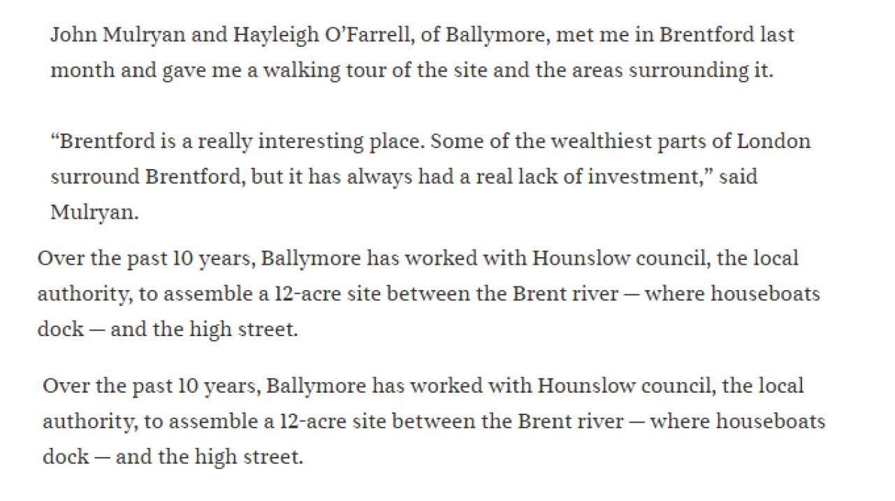 London calling as housebuilder Ballymore unveils the Brentford Project